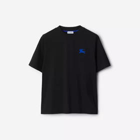 BURBERRY 巴宝莉 女士马术骑士徽标刺绣棉质圆领短袖T恤 黑色 8111946 A1189