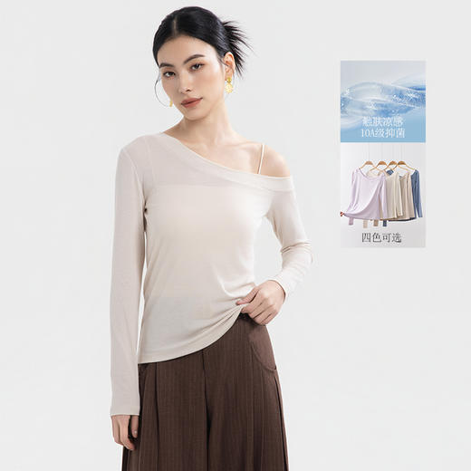 （合作款）雨露亚麻露肩褶皱T恤系列yc0309015 商品图5