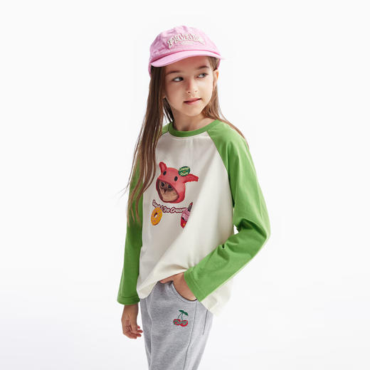 【MQD】童装女童秋款插肩袖印花甜美长袖T恤 商品图4