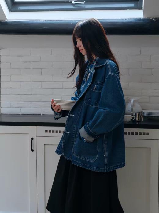 步履不停/5C20024C/长翻领工装水洗蓝牛仔外套 商品图0