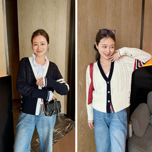 2603102    “氛围感”羊毛 镂空TB开衫 商品图0