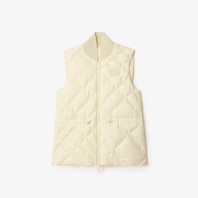 BURBERRY 巴宝莉 女士马术骑士徽标贴片格纹缝线羽绒马甲 白色 8114172 C3997