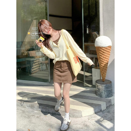 <曾小咸推荐>韩系长袖t恤罩衫背心两件套 商品图4