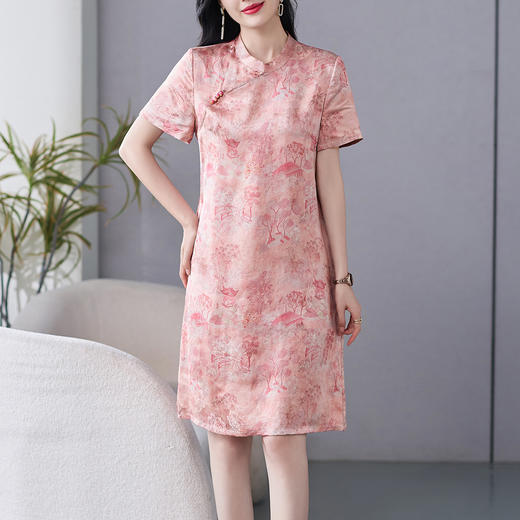 WWM69573  新款中国风小个子人丝香云纱连衣裙显瘦女装夏高级感旗袍 商品图3