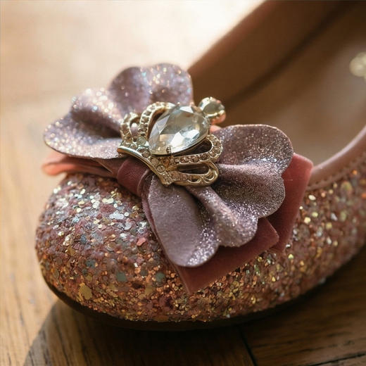 西班牙Little winkaa女童水钻皇冠蝴蝶结爱心跟单鞋公主鞋PB21004 商品图4