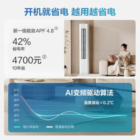 海尔空调 净省电 大3匹柜机 客厅立式 新一级能效变频冷暖 双排纯铜管 KFR-72LW/E1-1