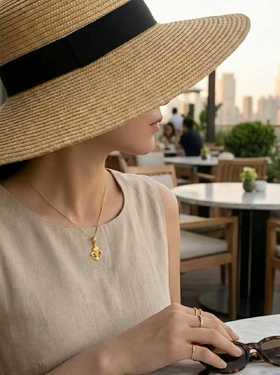 金色鸢尾重工拉丝吊坠项链/手链   绝美光华 银镀金首饰  （非质量问题 不退不换）