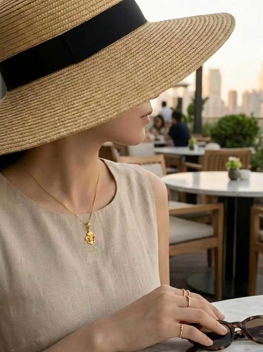 金色鸢尾重工拉丝吊坠项链/手链   绝美光华 银镀金首饰  （非质量问题 不退不换） 商品图0