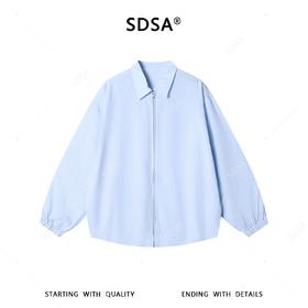 SDSA男装2026新款高贵轻奢韩版简约纯色拉链翻领长袖衬衫百搭衬衣