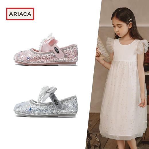 ARIACA艾芮苏女童公主鞋2026春季新款水钻浅口软底皮鞋儿童水晶鞋ARC126025 商品图0