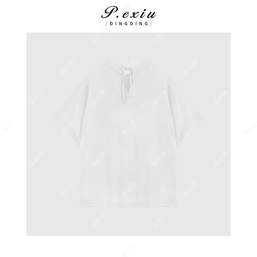 100%棉设计感后系带廓形短袖T恤 W-63126 商品图2