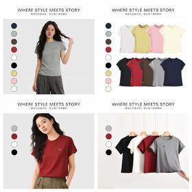 【字母款预售15天】【2款可选】圆领刺绣小马短袖T恤衫C06D30 圆领刺绣MY字母短袖C06C82