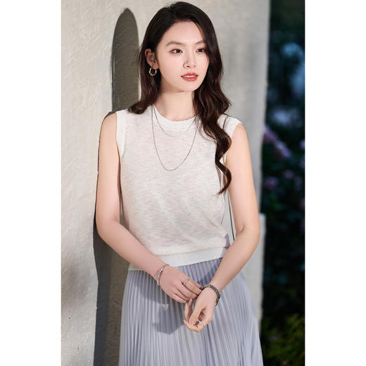 米思阳2026春新款璀璨碎钻针织背心舒适弹力透气百搭针织衫女1086 商品图1