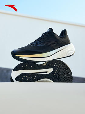 安踏二区心率80丨缓震回弹跑鞋女氮科技跑步鞋女透气运动鞋基础黑/烟墨灰122615555 -4