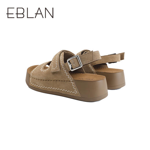 伊伴2026夏季绒面豹纹松紧双调节勃肯凉鞋B26322205 商品图3