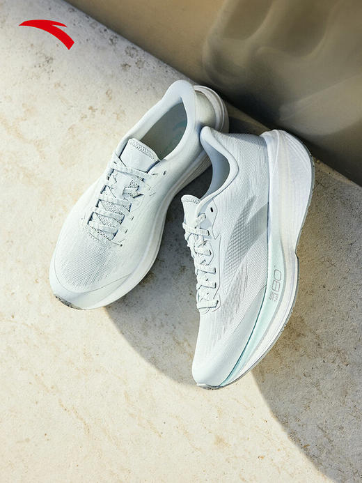 安踏二区心率80丨缓震回弹跑鞋女轻便氮科技跑步鞋女运动鞋浅青灰/浅云绿/银122615555 -3 商品图4