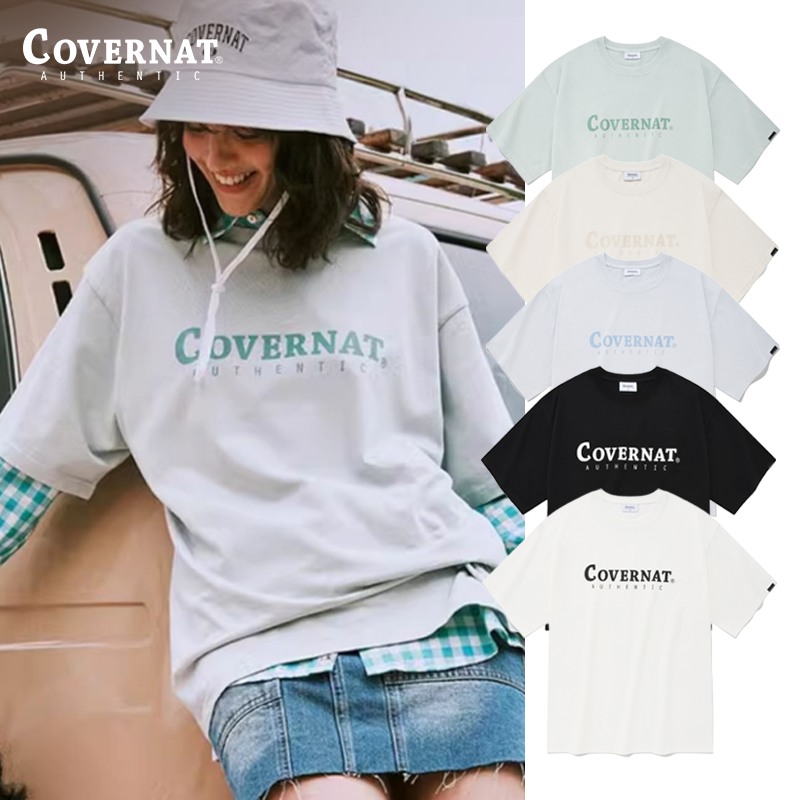 covernat韩国潮牌短袖T恤休闲字母印花情侣同款男女街头穿搭CO2302ST06