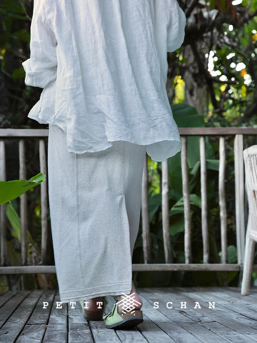 Petit Schan小闪 CLO#1056 Leeway 有余地 亚麻棉混纺针织面料松紧腰长半裙 商品图1