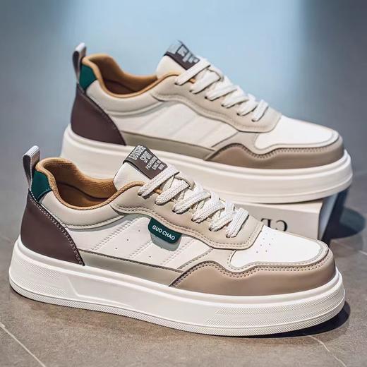 潮牌男鞋春季厚底防滑低帮运动板鞋青少年小众韩版百搭皮面休闲鞋657309-KD 商品图1