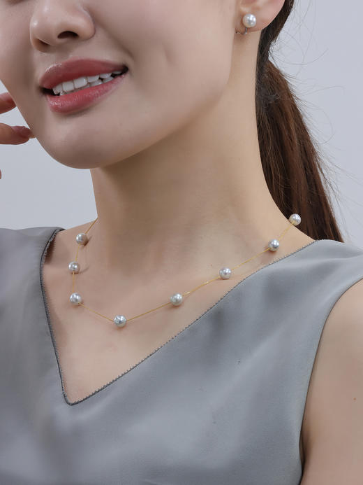 【挚友限定】满天星-18K金真多麻色Akoya珍珠项链7-7.5mm 商品图1