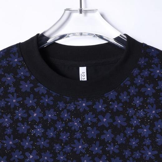 SDSA夏季高级感新款男士满天星撞色满印花卉短袖T恤时尚百搭上衣 商品图1