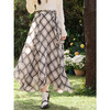 鹿向南「南杏庄园」咖色格子半身裙女春季新款高腰不规则长款裙子 商品缩略图0