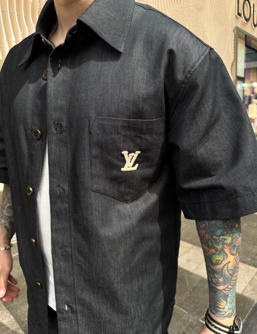 驴家 25ss拉菲草刺绣牛仔短袖衬衫 男女同款（DY） 商品图3