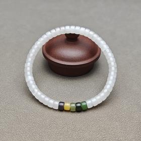 和田玉青海料羊脂玉药片归圆手钏 228-22