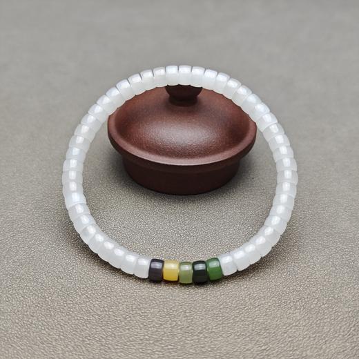 和田玉青海料羊脂玉药片归圆手钏 228-22 商品图0