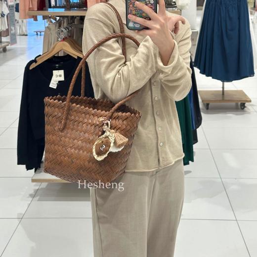 【藤编手提包】2026新款田园风编织包复古草编包休闲单肩水桶包 商品图4