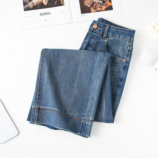 MYX蓝色阔腿牛仔裤2026年春季新款高腰垂坠感直筒裤显瘦休闲长裤女裤 商品图3