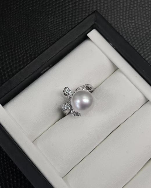 12号—⁶孤品【11-12mm  澳白S925银蝴蝶结款戒指】极光微瑕，出证书，24小时鉴赏期【香港】SS06-QTT-XGZZ 商品图2