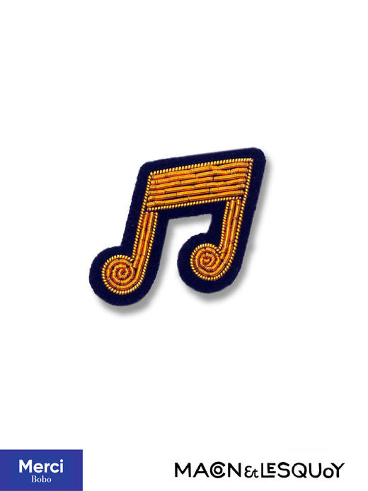 Macon&Lesquoy法国原创设计 二分音符 音乐系列 M&L刺绣手工饰品胸针 商品图0