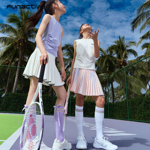 funactive女童网球裙儿童运动速干百褶裙防走光短裙F1GQ20218 商品图2