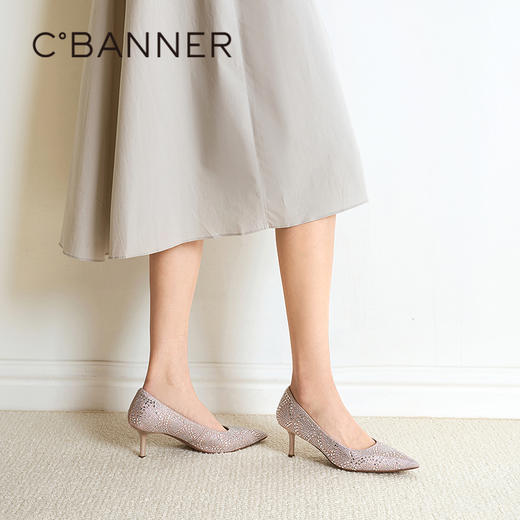 【静音系列】千百度水钻婚鞋女2026春季新款新娘主婚纱细高跟单鞋A26188013 商品图4