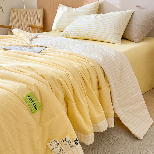 【品牌直发】加倍生活 A类里外全棉纯棉色织水洗棉棉花夏被四件套-果色系列 4色可选 空调被夏凉被 商品图1