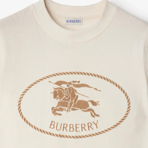 【二】BURBERRY 巴宝莉 女士马术骑士印章徽标印花棉质圆领短袖T恤 白色 8109817 B7078 商品图1