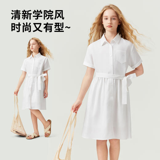 【120-165】【天丝亚麻】【纳维凯尔】女童夏季天丝衬衣连衣裙 商品图4