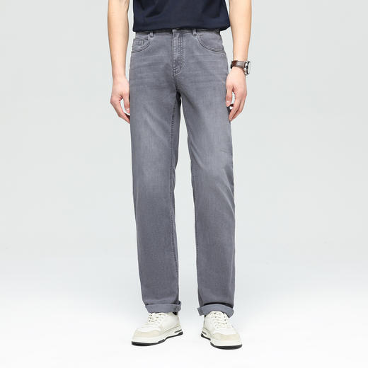 【棉混纺】德鲨灰色直筒牛仔裤男青年2026春夏新品弹力休闲裤长裤 商品图1