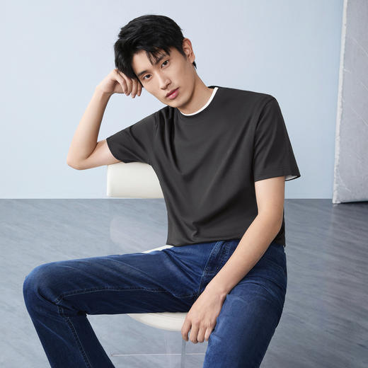 【三防T恤】柒牌男士夏上新短袖T恤防水防油柔软舒适纯棉短T 130T71840 商品图1