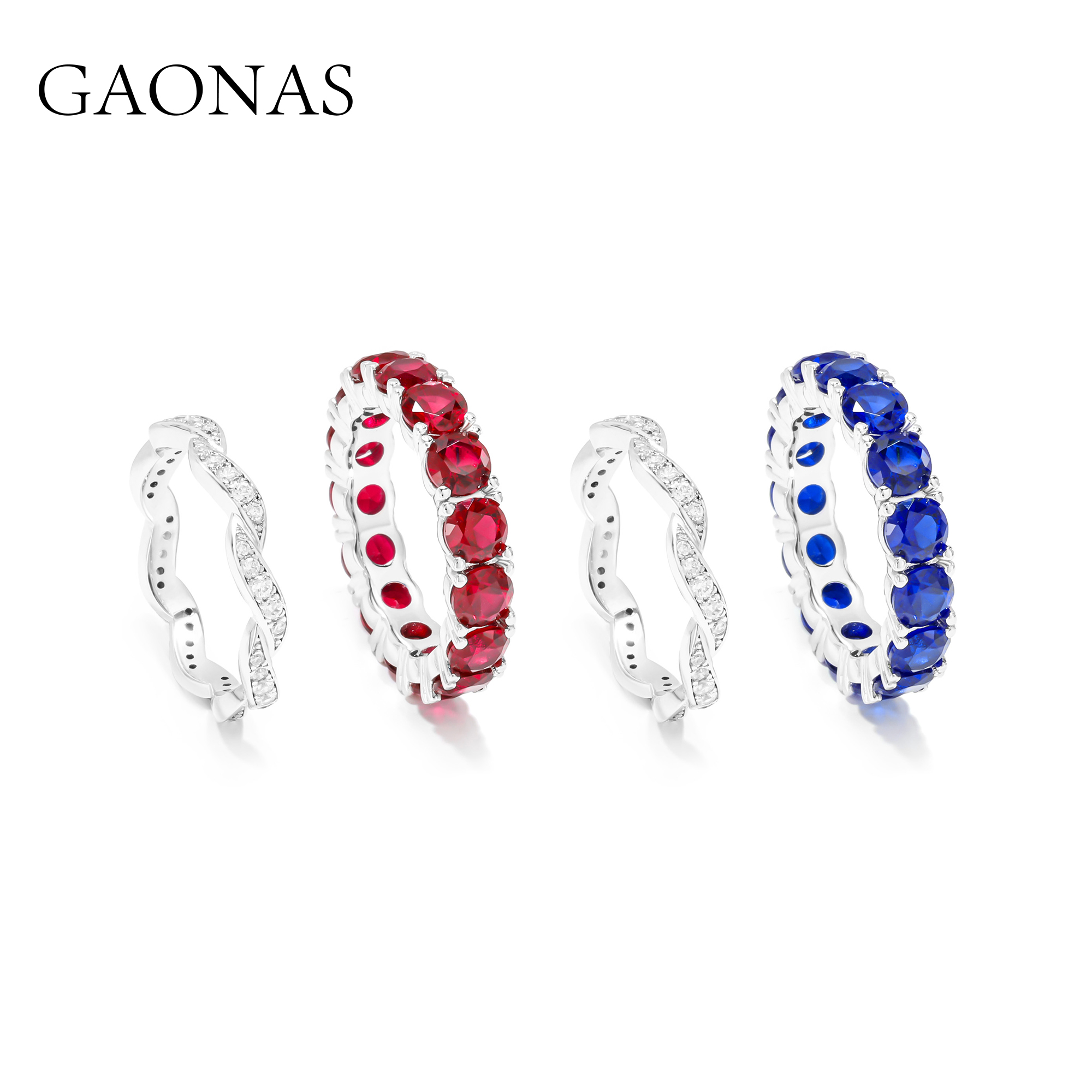 GAONAS高纳仕 炽海对歌 轻奢气质红蓝色排戒11924JR