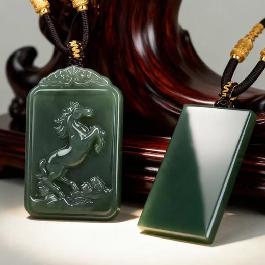 珠御在殿·新疆玉石吊坠 ，新疆和田玉/新疆金丝玉 玉质细腻 油润饱满  温润透亮 商品图7