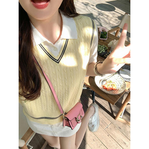 <曾小咸推荐>学院风假两件短袖t恤女夏上衣 商品图1