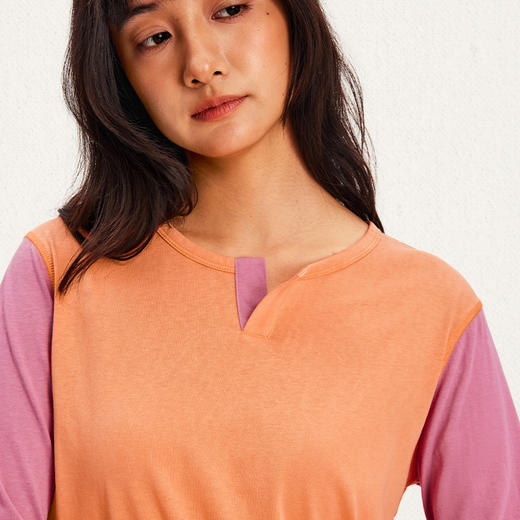 CryingCenter 小亨利领正肩拼色打底衫长袖t恤 女款 哭喊中心 商品图2