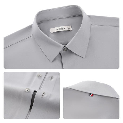 【无缝/桑蚕丝】柒牌男士26夏上新商务短袖衬衫柔软舒适翻领衬衫 130A70370 商品图3