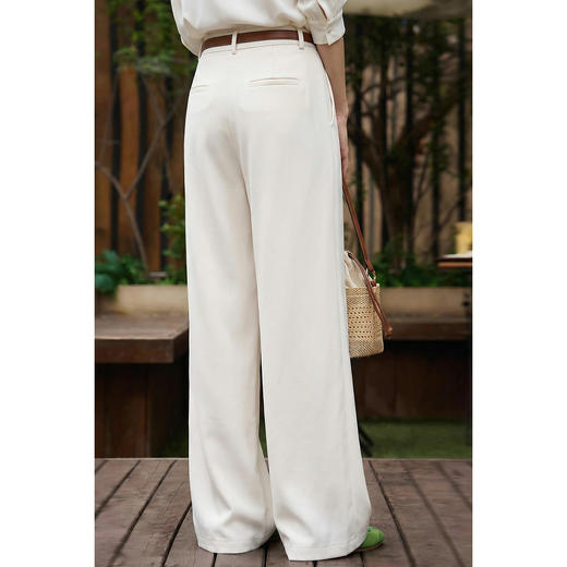 「云杏垂感通勤阔腿西裤」零压通勤・显瘦神裤  百搭刚需 米思阳2026春季通勤百搭米杏色长裤阔腿西裤女4539 商品图3