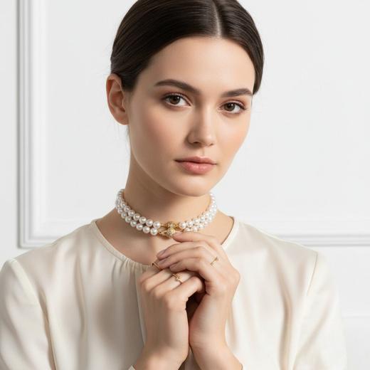 【仙女风土星双层珍珠项链女choker】2026百搭轻奢显气质配饰多层小众锁骨颈链 商品图0