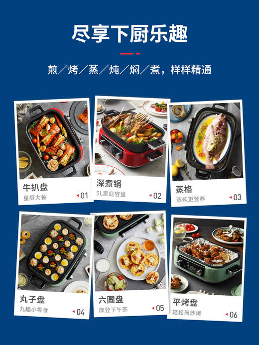 【摩飞多功能锅二代】摩飞二代多功能料理锅涮烤锅电蒸锅煮锅乔迁新婚礼物鸳鸯电热火锅 商品图3