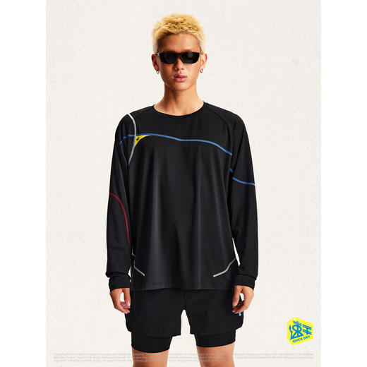 CryingCenter 速干瑙石三色力线立体气孔格跑步训练户外长袖 商品图2