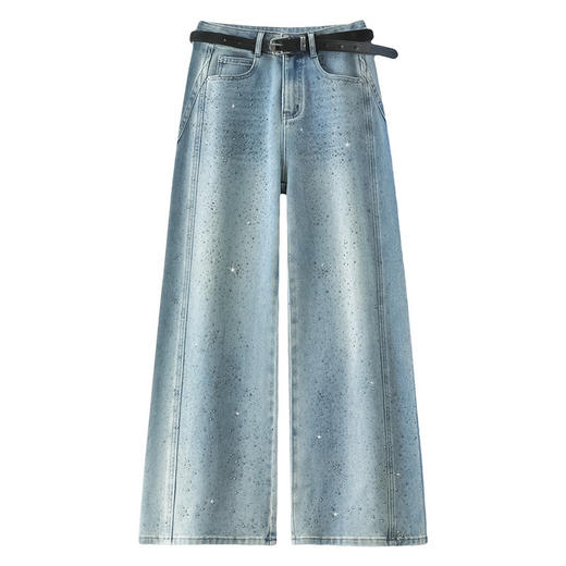 MYX浅蓝色窄版牛仔阔腿裤2026春季新款垂感修身直筒裤长款高腰休闲裤 商品图4